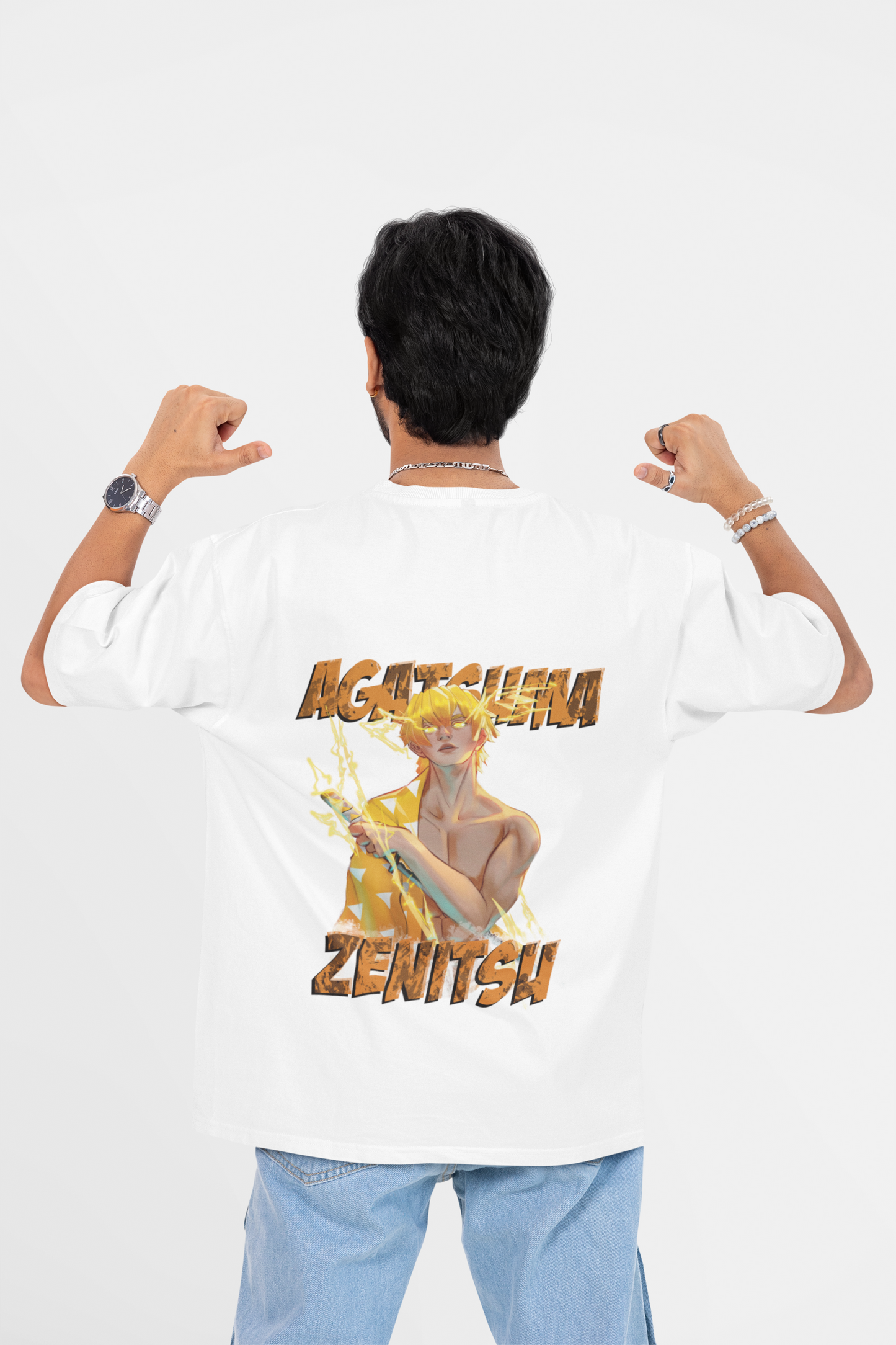 Zenitsu Agatsuma - Demon Slayer | Unisex Oversized T-shirt White