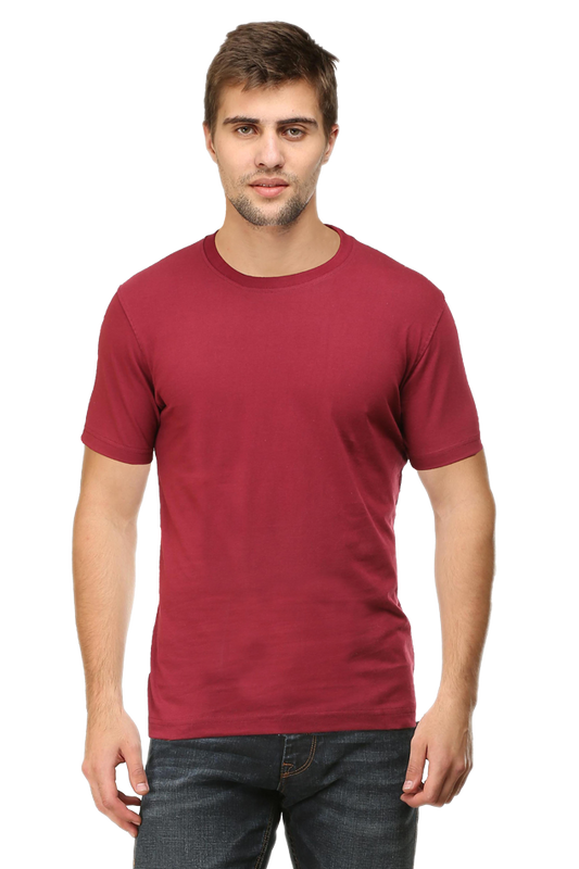 solid round neck tshirt maroon
