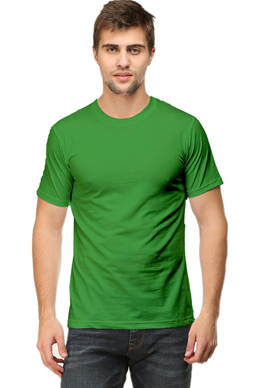 Solid Round Neck Unisex T-shirt Flag Green