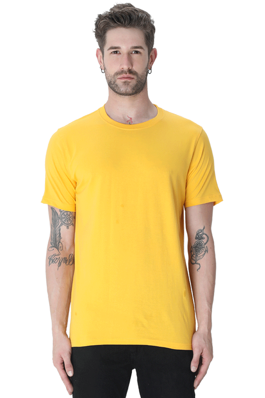 solid round neck tshirt Golden Yellow