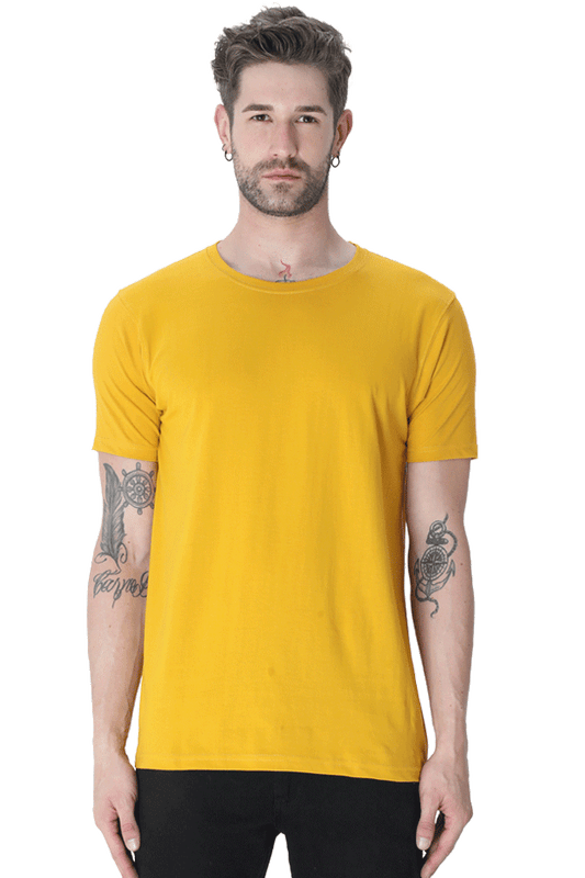 solid round neck tshirt Mustard Yellow