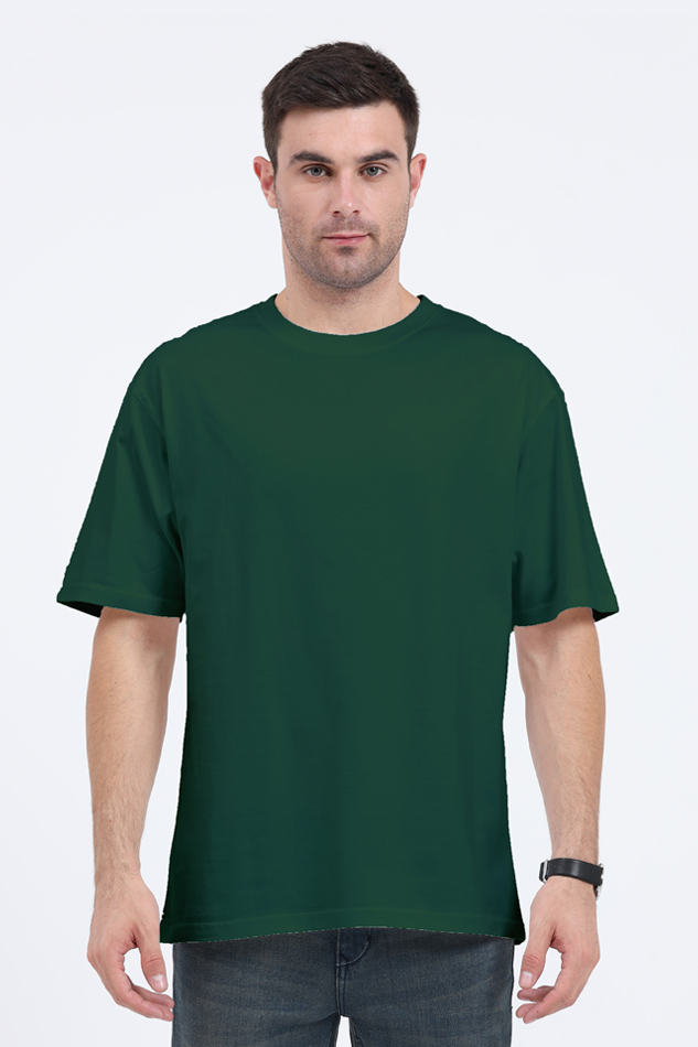 Solid Oversized Tshirt Bottle Green