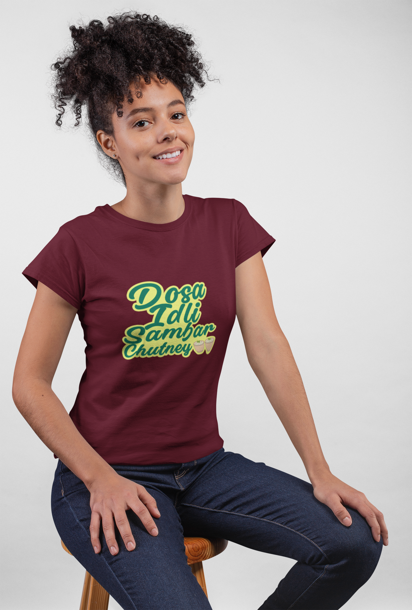 Dosa Idli Maroon T-shirt for Women