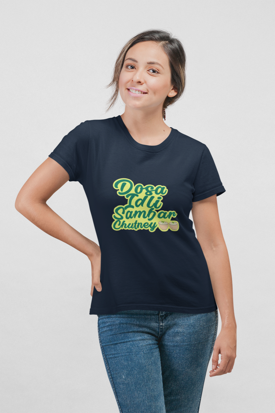 dosa idli female tshirt navy blue